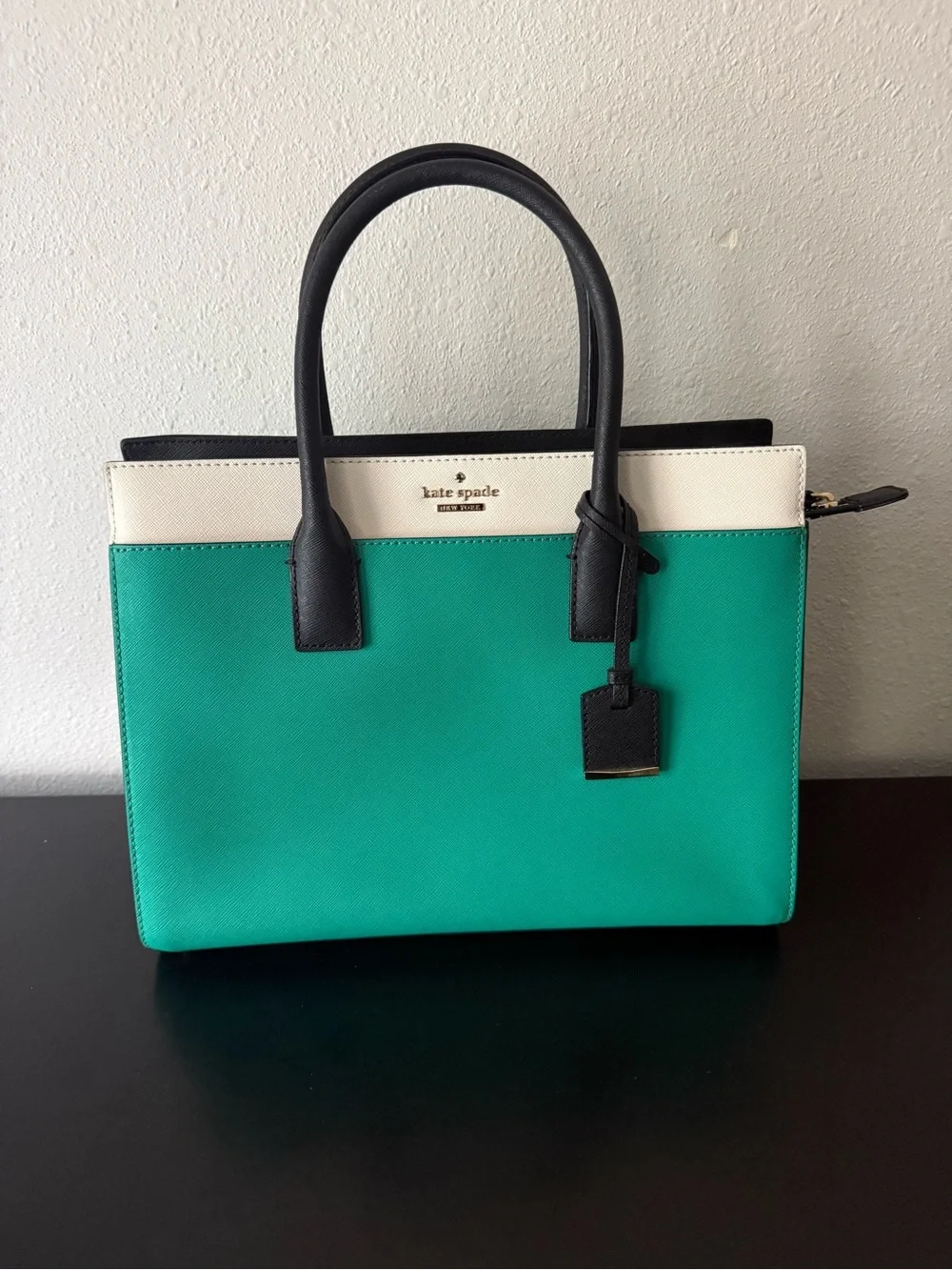 kate spade Teal, Cream & Black Two-Tone Satchel